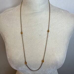 Vintage Womens Necklace Gold color Beaded Chain for parts or repair